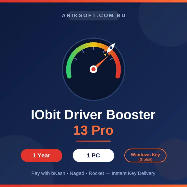 iobit driver booster 13 pro 1 year 1 PC, Windows key, global