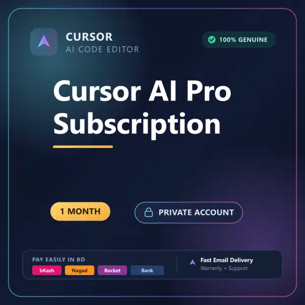 Cursor AI Pro Subscription 1 month private account with bKash and Nagad payment in Bangladesh